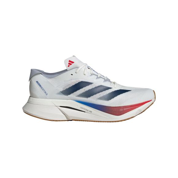USED Adidas Mens Adizero Boston 12 Running ShoesWhite/Blue/Ruby 10 D - Medium